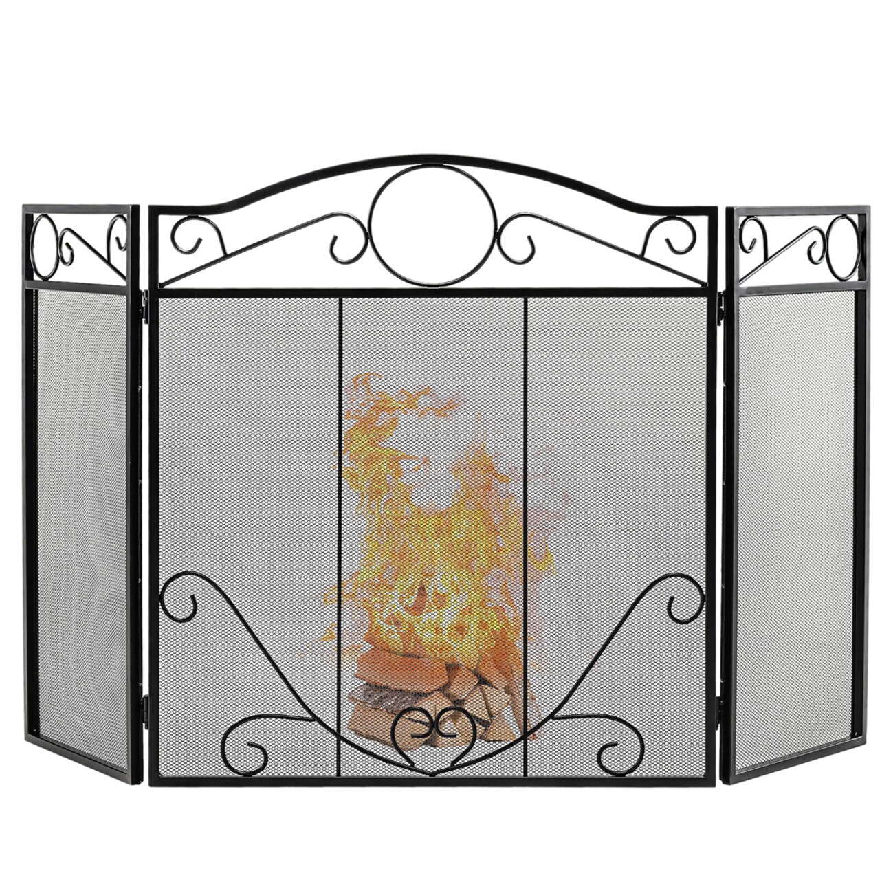 3-Panel Fireplace Screen Decor Cover Pets Baby Child Safty Folded Fire Doors